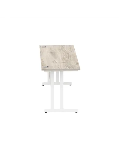Dynamic Impulse 1800 x 600mm Straight Office Desk Grey Oak Top White Cantilever Leg I003080