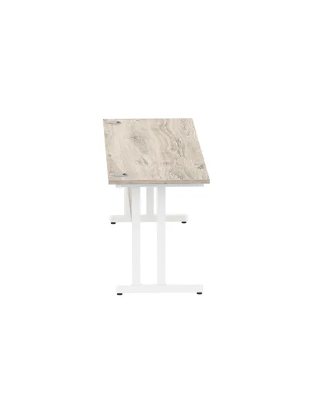 Dynamic Impulse 1800 x 600mm Straight Office Desk Grey Oak Top White Cantilever Leg I003080