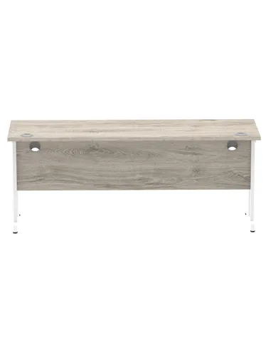 Dynamic Impulse 1800 x 600mm Straight Office Desk Grey Oak Top White Cantilever Leg I003080