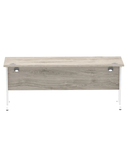 Dynamic Impulse 1800 x 600mm Straight Office Desk Grey Oak Top White Cantilever Leg I003080