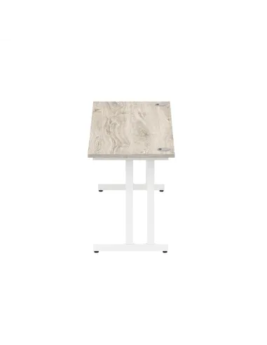 Dynamic Impulse 1800 x 600mm Straight Office Desk Grey Oak Top White Cantilever Leg I003080
