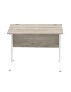 Dynamic Impulse 1000 x 800mm Straight Office Desk Grey Oak Top White Cable Managed Leg I003097 2