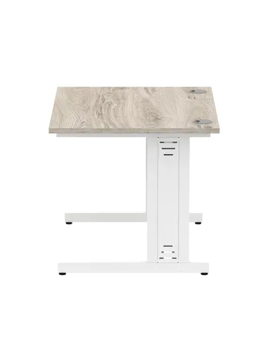 Dynamic Impulse 1000 x 800mm Straight Office Desk Grey Oak Top White Cable Managed Leg I003097