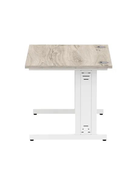 Dynamic Impulse 1000 x 800mm Straight Office Desk Grey Oak Top White Cable Managed Leg I003097