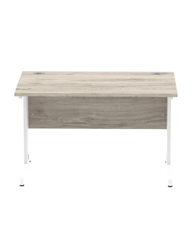 Dynamic Impulse 1200 x 800mm Straight Office Desk Grey Oak Top White Cable Managed Leg I003101