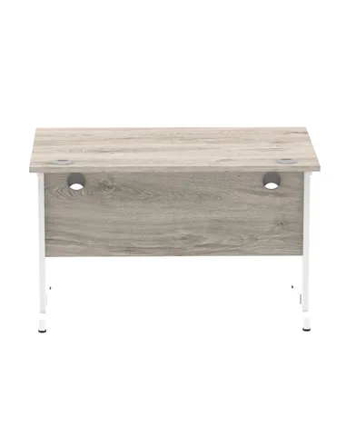 Dynamic Impulse 1200 x 800mm Straight Office Desk Grey Oak Top White Cable Managed Leg I003101