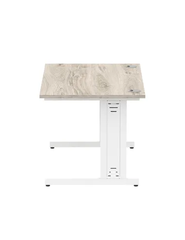 Dynamic Impulse 1200 x 800mm Straight Office Desk Grey Oak Top White Cable Managed Leg I003101
