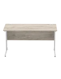 Dynamic Impulse 1400 x 800mm Straight Office Desk Grey Oak Top Silver Cable Managed Leg I003102 2