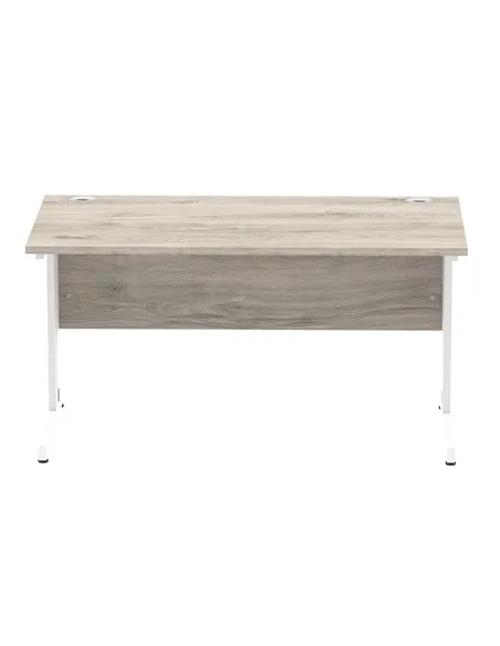 Dynamic Impulse 1400 x 800mm Straight Office Desk Grey Oak Top White Cable Managed Leg I003105