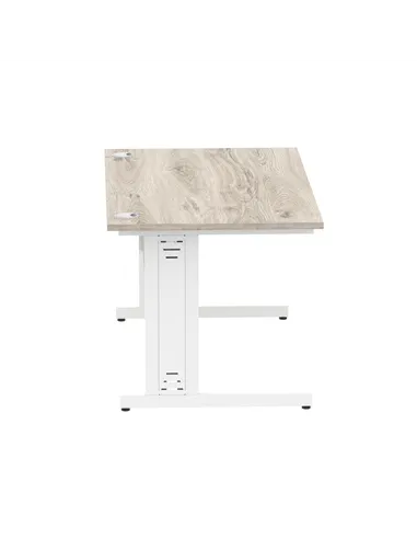 Dynamic Impulse 1400 x 800mm Straight Office Desk Grey Oak Top White Cable Managed Leg I003105