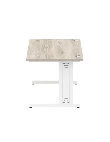 Dynamic Impulse 1400 x 800mm Straight Office Desk Grey Oak Top White Cable Managed Leg I003105