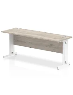Dynamic Impulse 1800 x 600mm Straight Office Desk Grey Oak Top White Cable Managed Leg I003112