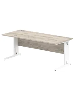 Dynamic Impulse 1800 x 800mm Straight Office Desk Grey Oak Top White Cable Managed Leg I003113