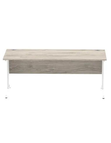 Dynamic Impulse 1800 x 800mm Straight Office Desk Grey Oak Top White Cable Managed Leg I003113