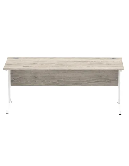 Dynamic Impulse 1800 x 800mm Straight Office Desk Grey Oak Top White Cable Managed Leg I003113