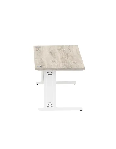 Dynamic Impulse 1800 x 800mm Straight Office Desk Grey Oak Top White Cable Managed Leg I003113