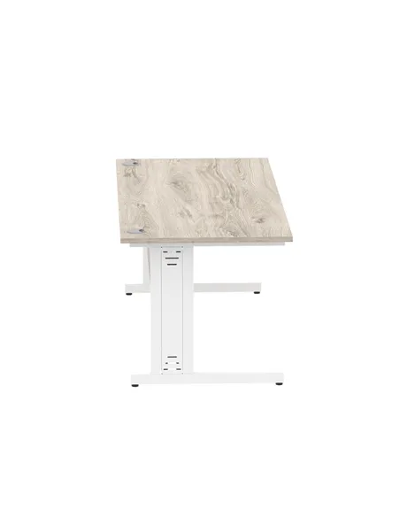Dynamic Impulse 1800 x 800mm Straight Office Desk Grey Oak Top White Cable Managed Leg I003113