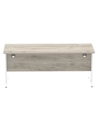 Dynamic Impulse 1800 x 800mm Straight Office Desk Grey Oak Top White Cable Managed Leg I003113
