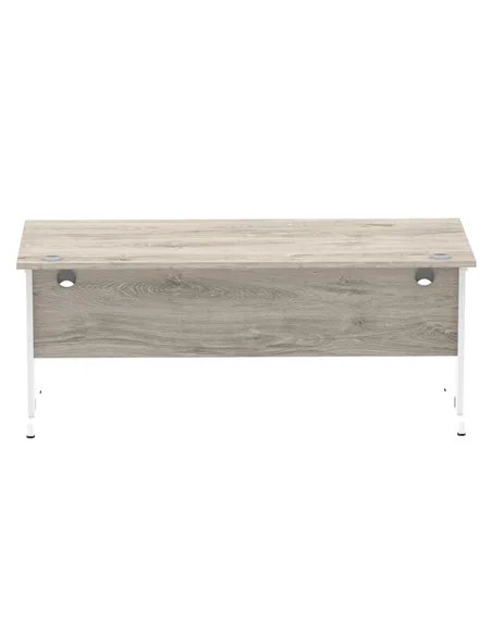 Dynamic Impulse 1800 x 800mm Straight Office Desk Grey Oak Top White Cable Managed Leg I003113