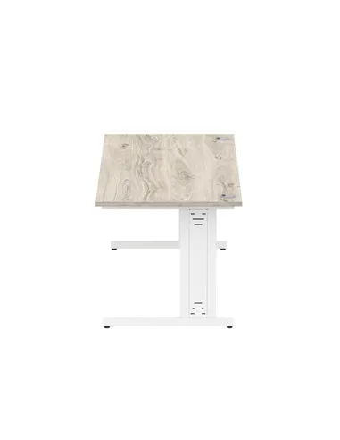 Dynamic Impulse 1800 x 800mm Straight Office Desk Grey Oak Top White Cable Managed Leg I003113