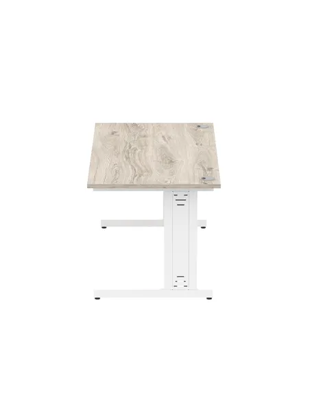 Dynamic Impulse 1800 x 800mm Straight Office Desk Grey Oak Top White Cable Managed Leg I003113