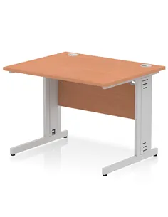 Dynamic Impulse 1000 x 800mm Straight Office Desk Beech Top Silver Cable Managed Leg I003536