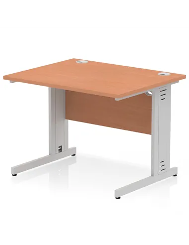 Dynamic Impulse 1000 x 800mm Straight Office Desk Beech Top Silver Cable Managed Leg I003536