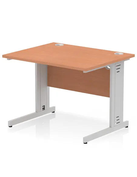 Dynamic Impulse 1000 x 800mm Straight Office Desk Beech Top Silver Cable Managed Leg I003536