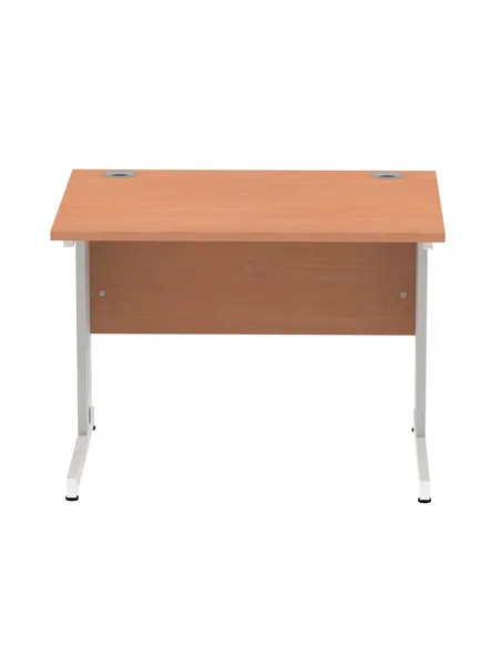 Dynamic Impulse 1000 x 800mm Straight Office Desk Beech Top Silver Cable Managed Leg I003536