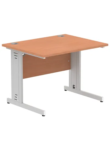 Dynamic Impulse 1000 x 800mm Straight Office Desk Beech Top Silver Cable Managed Leg I003536