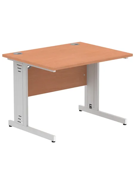 Dynamic Impulse 1000 x 800mm Straight Office Desk Beech Top Silver Cable Managed Leg I003536
