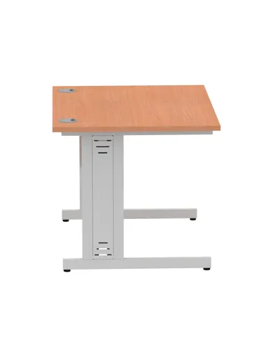 Dynamic Impulse 1000 x 800mm Straight Office Desk Beech Top Silver Cable Managed Leg I003536