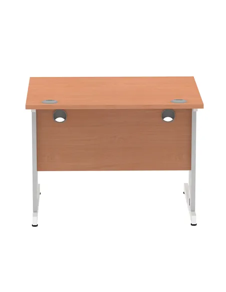 Dynamic Impulse 1000 x 800mm Straight Office Desk Beech Top Silver Cable Managed Leg I003536