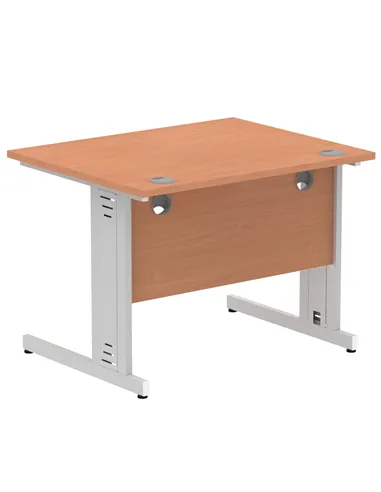 Dynamic Impulse 1000 x 800mm Straight Office Desk Beech Top Silver Cable Managed Leg I003536