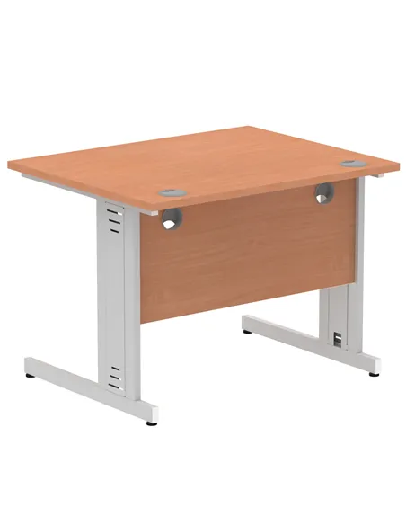 Dynamic Impulse 1000 x 800mm Straight Office Desk Beech Top Silver Cable Managed Leg I003536