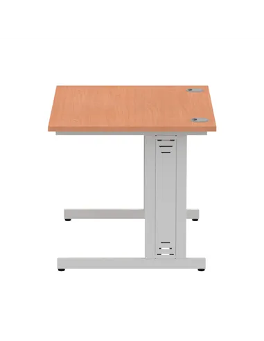 Dynamic Impulse 1000 x 800mm Straight Office Desk Beech Top Silver Cable Managed Leg I003536