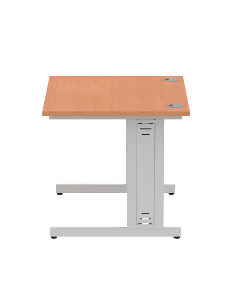 Dynamic Impulse 1000 x 800mm Straight Office Desk Beech Top Silver Cable Managed Leg I003536
