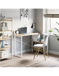 HOMCOM Folding Desk, L Shaped Desk, Corner Computer Desk with 2-Tier Storage Shelf for Home Office, Study Room, Workstation, Eas 2