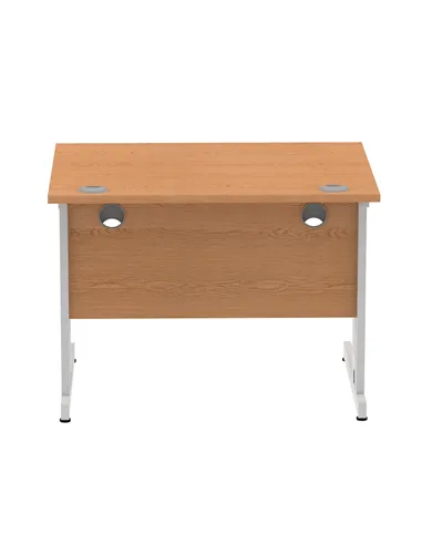 Dynamic Impulse 1000 x 800mm Straight Office Desk Oak Top Silver Cable Managed Leg I003538