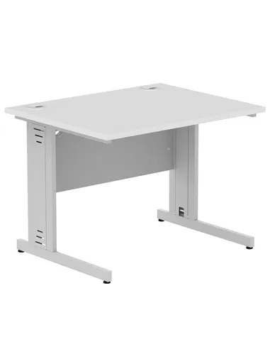 Dynamic Impulse 1000 x 800mm Straight Office Desk White Top Silver Cable Managed Leg I003540