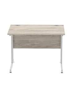 Dynamic Impulse 1000 x 800mm Straight Office Desk Grey Oak Top Silver Cantilever Leg I003789 2