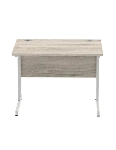 Dynamic Impulse 1000 x 800mm Straight Office Desk Grey Oak Top Silver Cantilever Leg I003789
