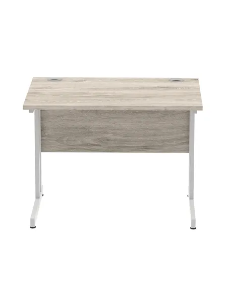 Dynamic Impulse 1000 x 800mm Straight Office Desk Grey Oak Top Silver Cantilever Leg I003789