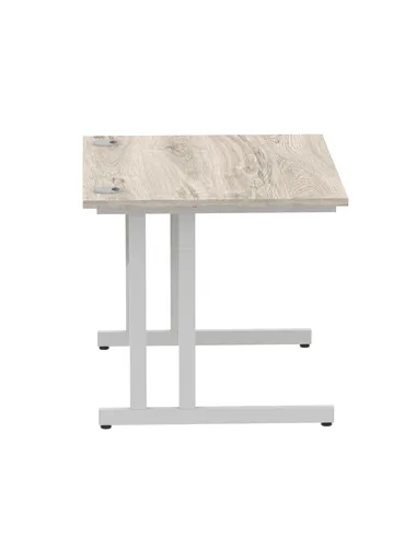Dynamic Impulse 1000 x 800mm Straight Office Desk Grey Oak Top Silver Cantilever Leg I003789