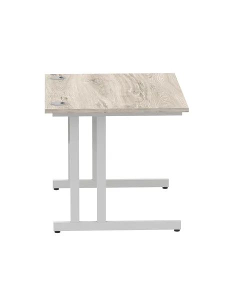 Dynamic Impulse 1000 x 800mm Straight Office Desk Grey Oak Top Silver Cantilever Leg I003789