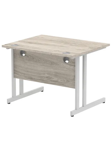 Dynamic Impulse 1000 x 800mm Straight Office Desk Grey Oak Top Silver Cantilever Leg I003789