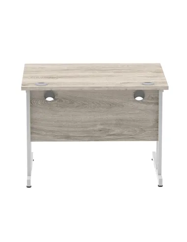 Dynamic Impulse 1000 x 800mm Straight Office Desk Grey Oak Top Silver Cantilever Leg I003789