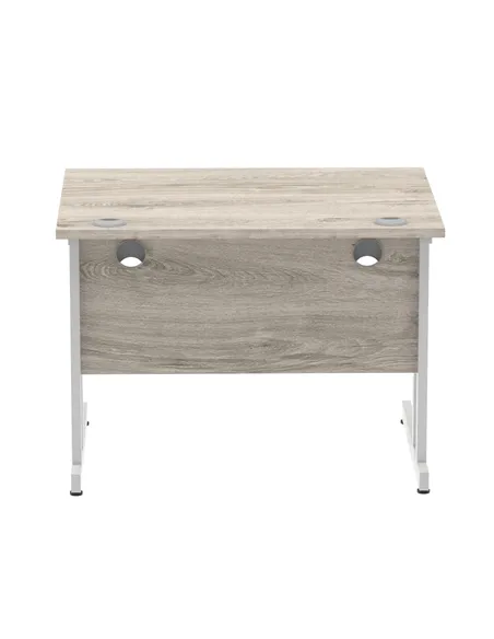 Dynamic Impulse 1000 x 800mm Straight Office Desk Grey Oak Top Silver Cantilever Leg I003789