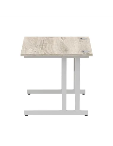 Dynamic Impulse 1000 x 800mm Straight Office Desk Grey Oak Top Silver Cantilever Leg I003789