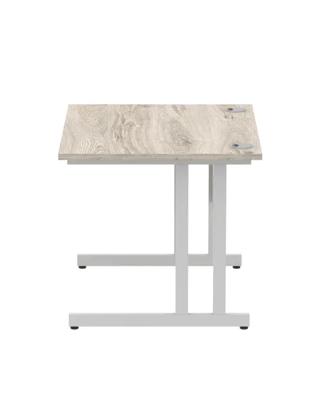 Dynamic Impulse 1000 x 800mm Straight Office Desk Grey Oak Top Silver Cantilever Leg I003789